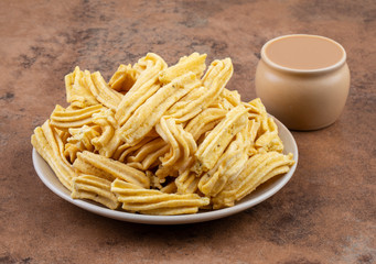 Indian Traditional Spicy Snack Ghatiya Also Know as Ganthiya, Papdi, Gathiya Are Deep Fried Snack Made From Chickpea Flour.