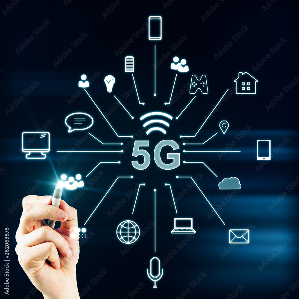 Poster internet speed and ai concept