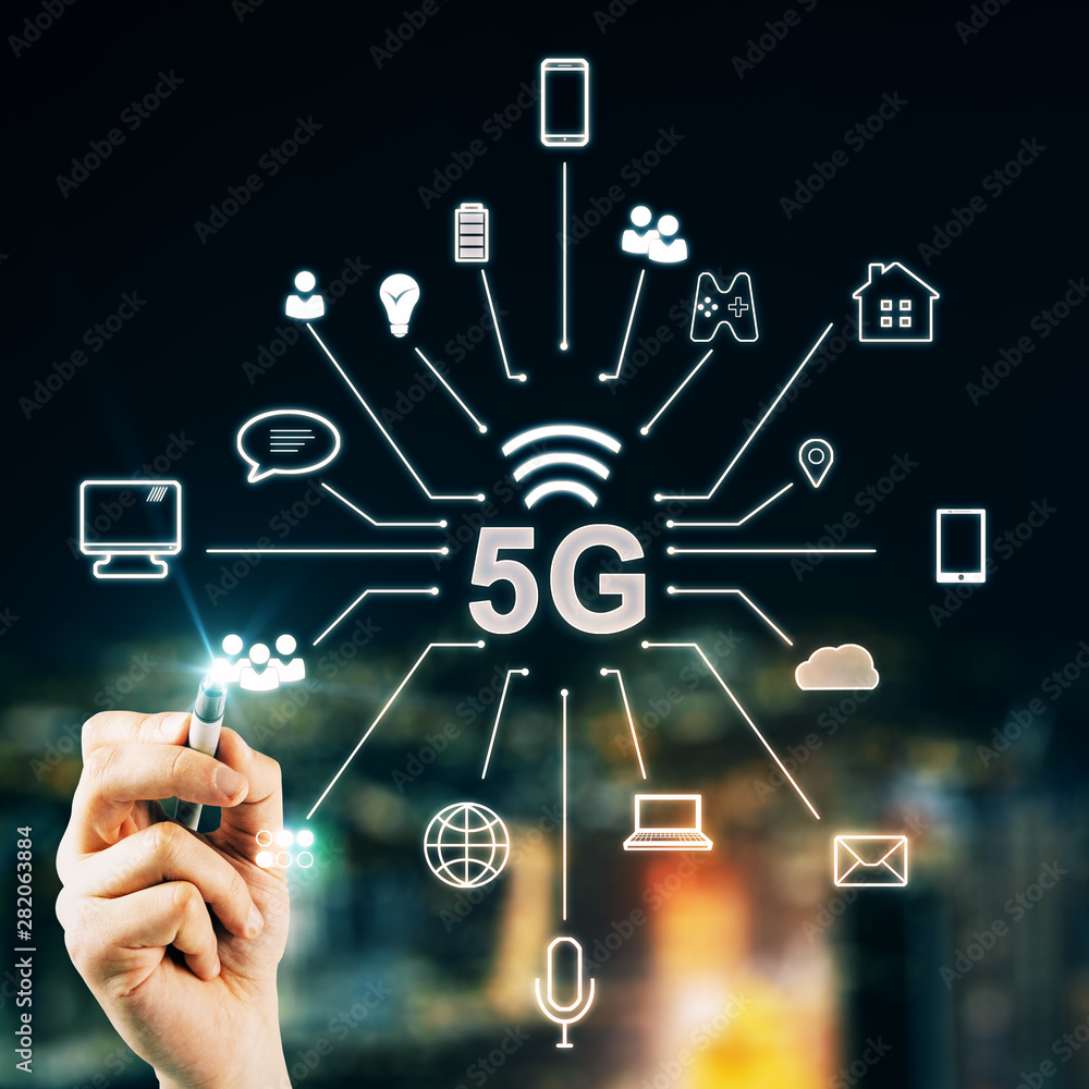 Poster internet speed and ai concept