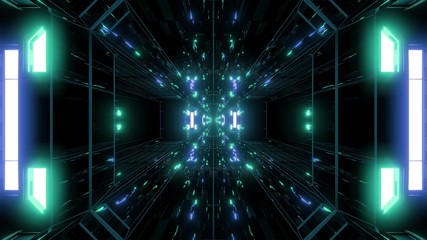 dak reflective scifi tunnel background with nicec glow 3d illustration 3d rendering