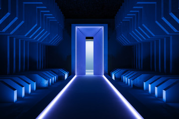 Abstract blue tunnel