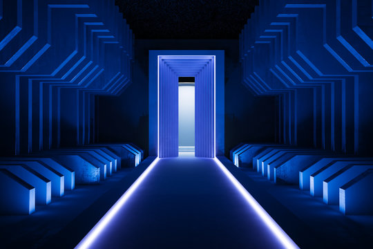 Abstract blue tunnel