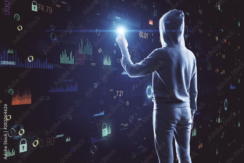 Aufkleber Hacker using creative big data hud