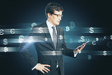 Businessman with money signs