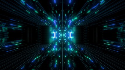 dak reflective scifi tunnel background with nicec glow 3d illustration 3d rendering