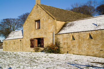 Broadway Tower Country Park in Winter covered in snow