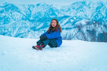 Gala Yuzawa Snow resort, YUZAWA, JAPAN - 11 march 2019 :Japanese and tourists enjoy playing Sled at Gala Yuzawa Ski Resort