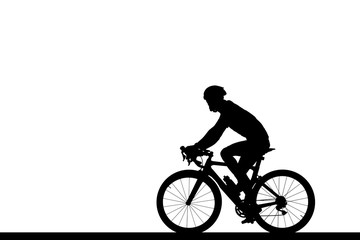 Fototapeta na wymiar Silhouette Cycling on white background