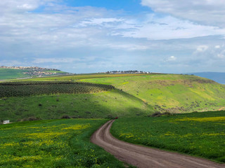 open landscape of green hills in the Galilee Israel