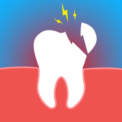 Teeth Broken Dental damage Pain Illustration Vector