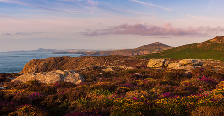 Fototapeta na wymiar Sunset on North Pembrokeshire Coast, St Davids Head