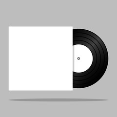 Realistic vintage vinyl record with blank cover isolated Vector