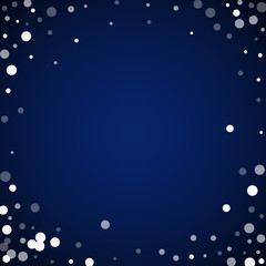 White dots Christmas background. Subtle flying sno