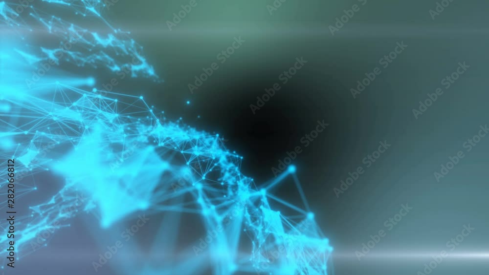 Poster abstract illusion motion background with colorful neon plexus, digital illustration created for the 