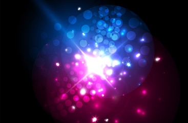 Abstract blue neon star background for celebration design. Luxury festive background.