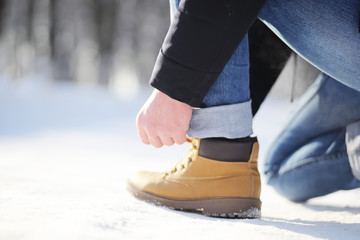 Steps along the snow-covered path