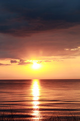 Fototapeta na wymiar Epic golden sunset over the Baltic sea