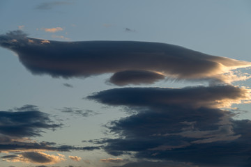 Fototapeta na wymiar Stratocumulus stratiformis clouds at evening twilight