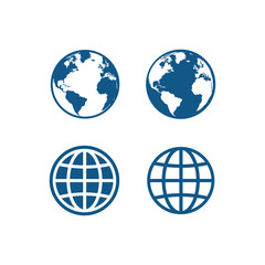 globe icon symbol set, Web icon set vector. website, homepage icon set