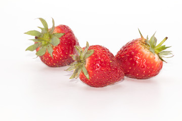 Close up fresh strawberry isolate on white background.Blurred background of fresh strawberry.