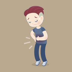 Businessman Walking Into a Public Bathroom, Man Cartoon With Diarrhea Problem Concept, Idea Concept With Icon Design, Vector Illustration 10 EPS.