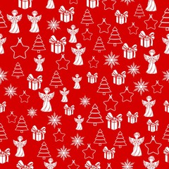 Christmas white snowflake on abstract red bakcground vector illustration eps10. Wrapping paper.