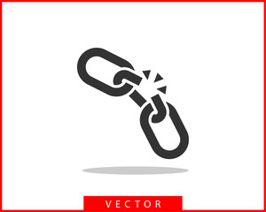 Broken chain link icon vector. Concept demage connection or join in business. Disconnect symbol isolated on white background.