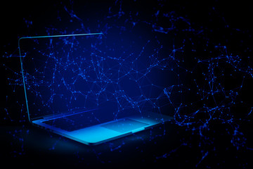 Naklejka premium cloud storage with computing, digital technology laptop, data machine deep learning, server online privacy security social network, supercomputer