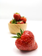 Close up fresh strawberry isolate on white background.Blurred background of fresh strawberry.