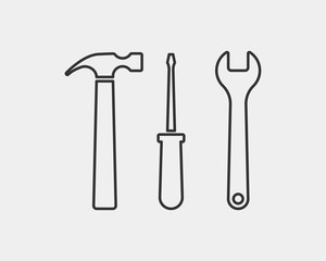 Tools vector wrench icon. Spanner logo design element. Key tool isolated on white background.