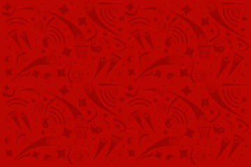 Red pattern for basketball sports competition with traditional elements. Vector illustration.