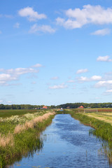 Fototapeta na wymiar Typical rural landscape of southwestern part of Dutch province Friesland