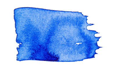 Real Watercolor Blue Brush Stain, Banner and Background for Unique Creative Design