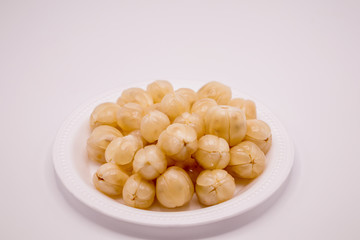 Longkong fruit or Duku fruit isolate on white background. (Southern langsat fruits or lansium domesticum)