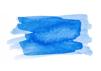 Real Watercolor Blue Brush Stain, Banner and Background for Unique Creative Design