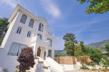 Blue Sky, White Cloud, White Building