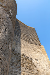 Bottom view of the Tower in the old city, Baku