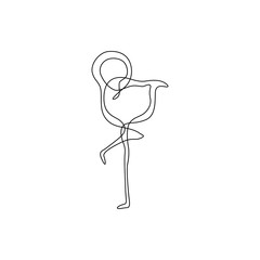 Flamingo silhouette one single line, continuous line drawing, beautiful bird, isolated on a white background vector illustration. Element design logo.