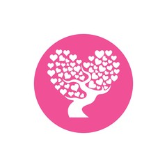 Love tree with heart leaves vector illustration