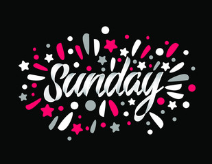 Sunday. Colorful custom lettering of the day of the week for your designs 