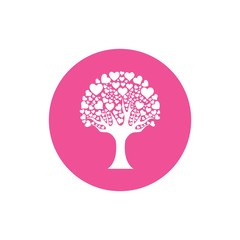 Love tree with heart leaves vector illustration