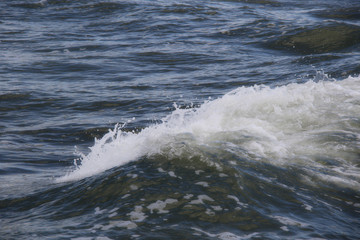 waves on  the beach close up