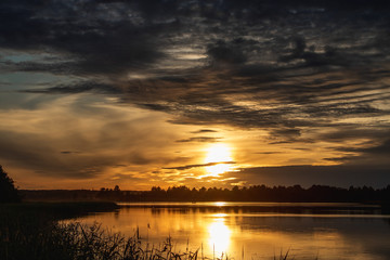 sunset over the lake