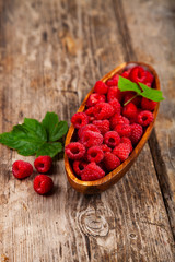 Ripe raspberries in a bowl