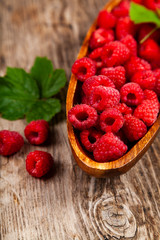 Ripe raspberries in a bowl