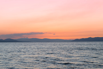 Sevan lake, Armenia. Beautiful sunset over the lake.