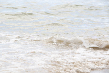 waves on  the beach close up
