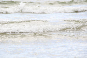 waves on  the beach close up