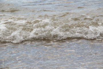 waves on  the beach close up