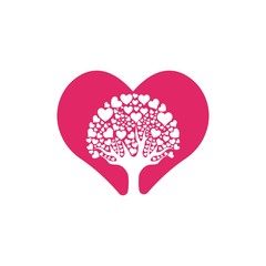 Love tree with heart leaves vector illustration